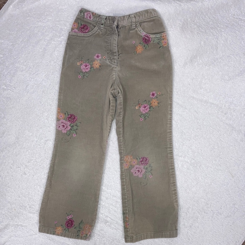 Talbot kids stretch tan floral corduroys 4 slim